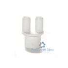 HydroAir Manifold adaptor 2 x 3/8" barbs x 1/2" OD