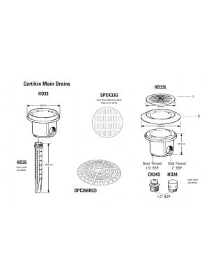 Certikin Spare Parts for HD33 & HD33L Main Drains